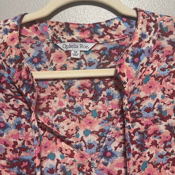 Floral Pink Blouse by Ophelia Roe 3X NWT - Picture 3 of 5